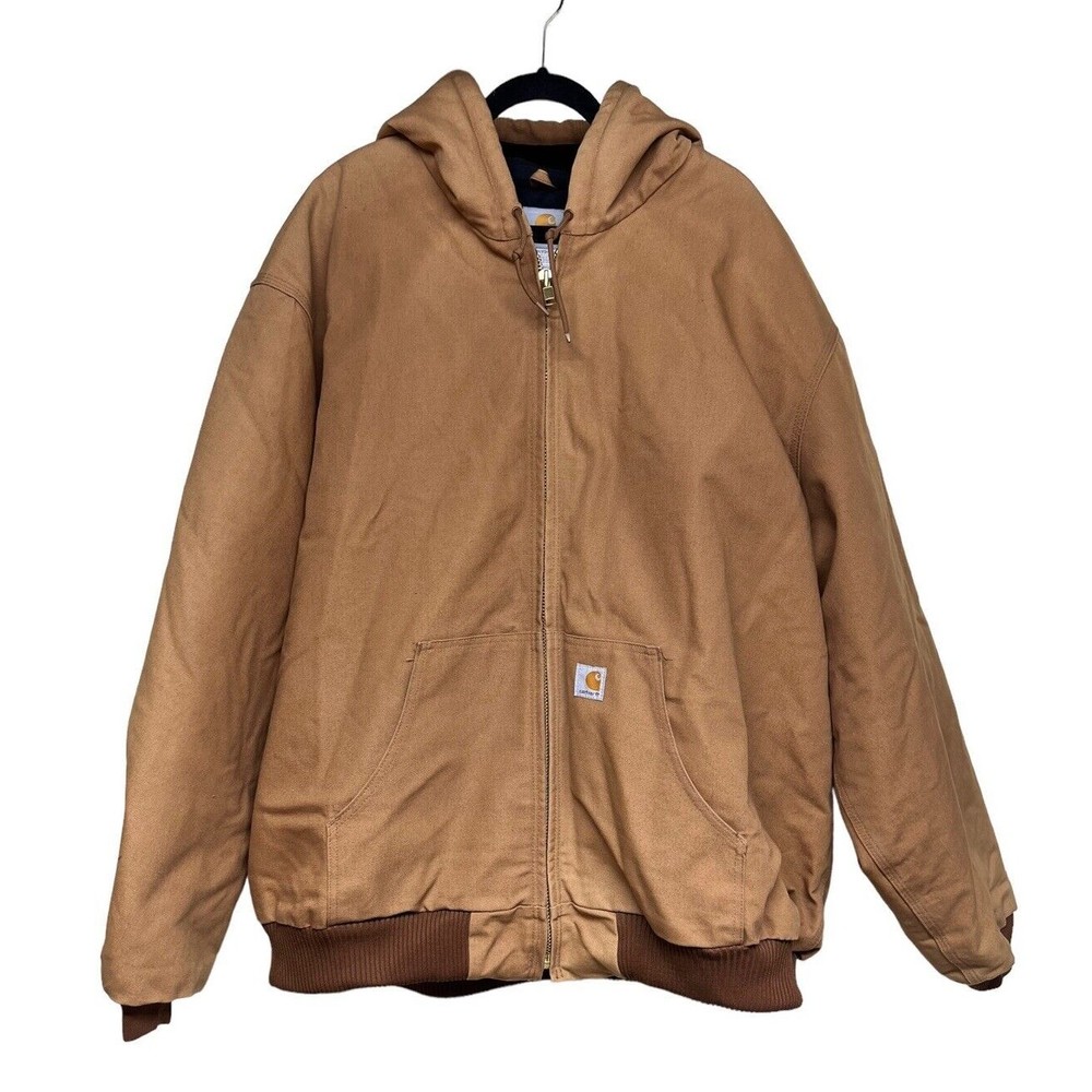 Carhartt J140 Quilted Flannel Lined Jacket Brown Men’s Size 4XL Tall